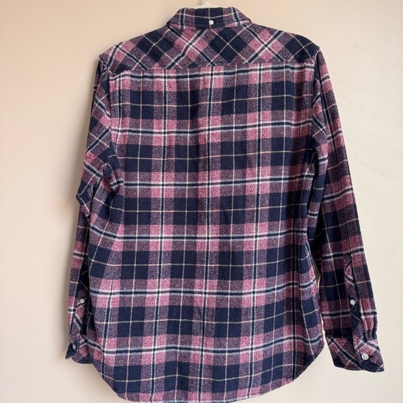 The Nutter by Chubbies Men Medium Flannel Button Up Shirt Navy Red Plaid‎ Collar - Picture 3 of 11